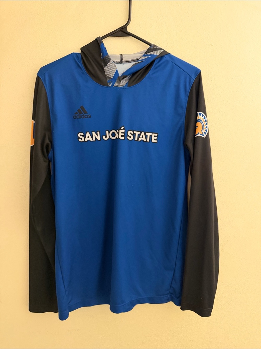 adidas Blue and Black San José State Hooded Long Sleeve Pullover Shirt